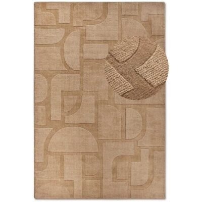 Villeroy & Boch Tapis salon 160 x 230 cm, laine tissée à la main, géométrique, beige Beige 230x1x160cm - Publicité Villeroy & Boch Tapis salon 160 x 230 cm, laine tissée à la main, géométrique, beige Beige 230x1x160cm - Publicité