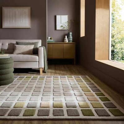 Flair Rugs Tapis en laine multicolore tons verts 140x200cm Vert 200x1x140cm - Publicité Flair Rugs Tapis en laine multicolore tons verts 140x200cm Vert 200x1x140cm - Publicité