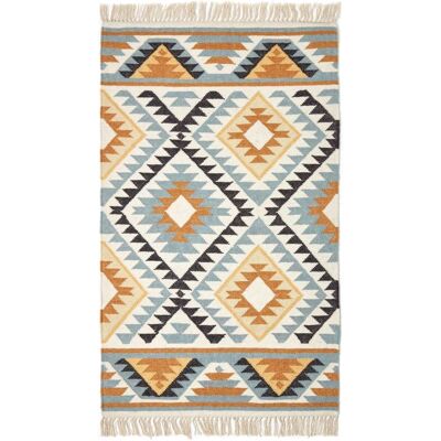 Homescapes Tapis kilim géométrique en laine jaune 120x170 cm Multicolore 170x1x120cm - Publicité Homescapes Tapis kilim géométrique en laine jaune 120x170 cm Multicolore 170x1x120cm - Publicité