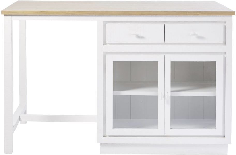 Maisons du Monde Îlot central cuisine 6 tiroirs 2 portes blanc Blanc 150x95x80cm