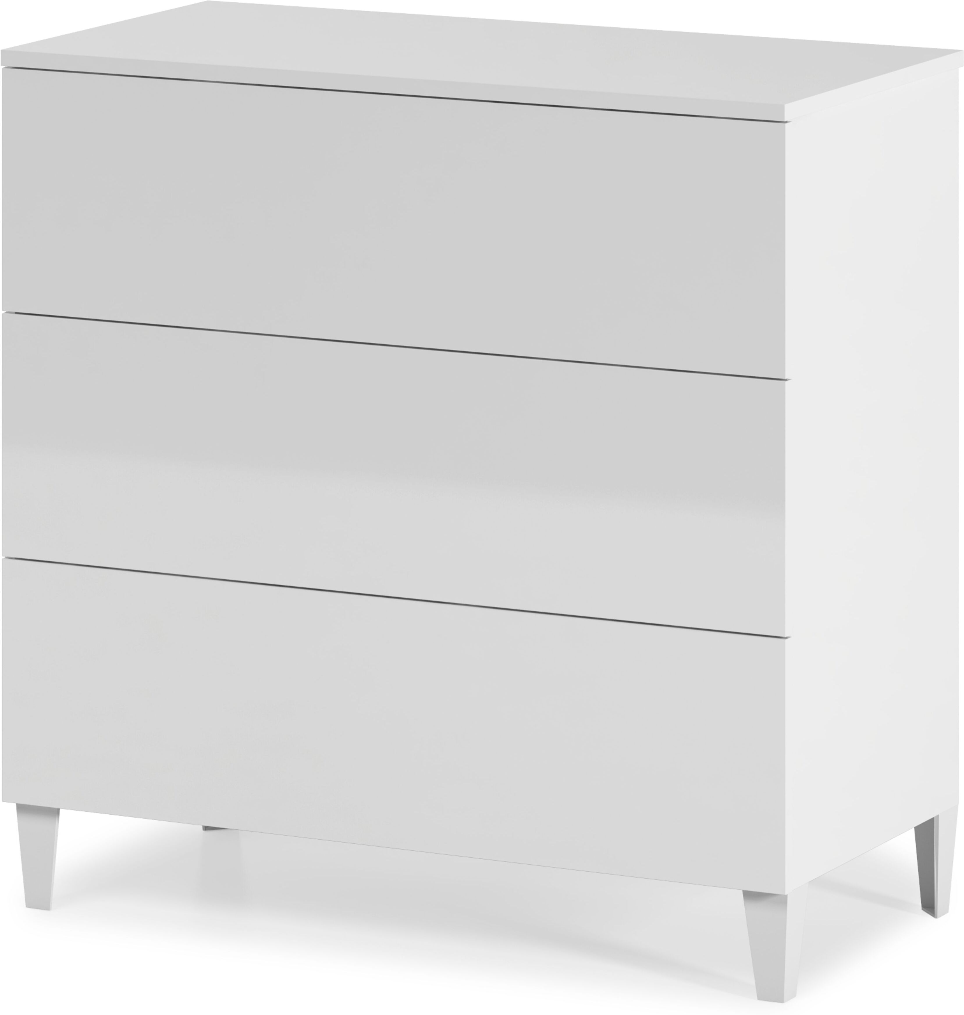 HOMN Commode 3 tiroirs couleur blanc brillant, longueur80 cm Blanc 80x80x40cm