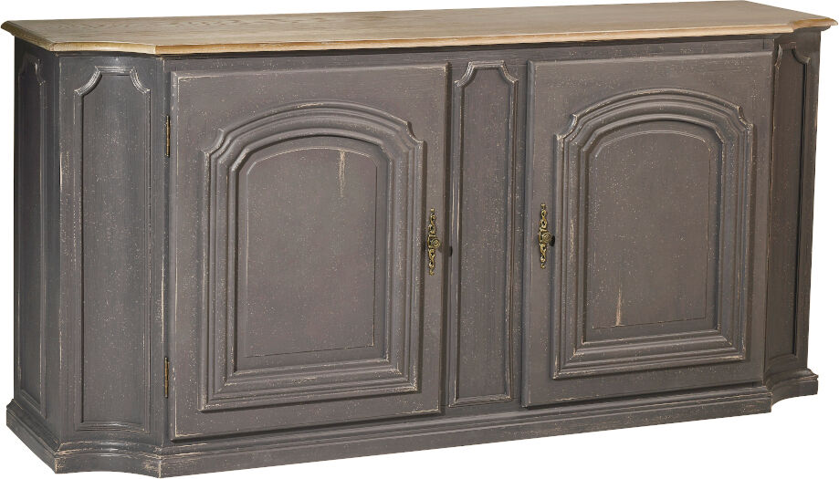 Robin des Bois Buffet 2 portes gris anthracite et chêne Gris 188x92x50cm