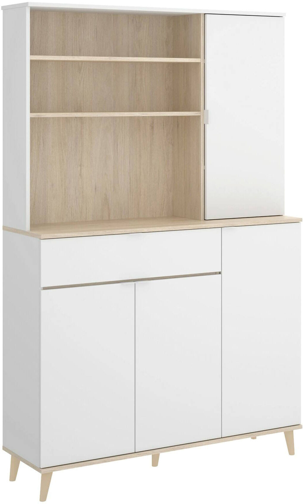 Dmora Buffet blanc et effet bois de chêne Blanc 120x191x40cm