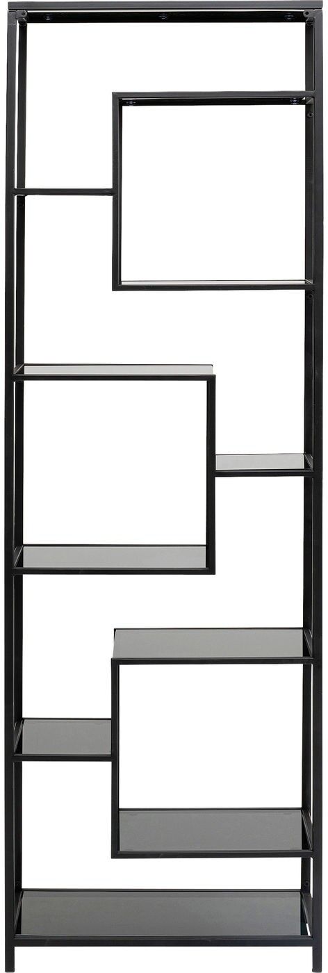 Kare Design Etagère 195x60 en acier noir et verre teint Noir 60x195x30cm