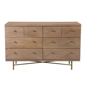 Rendez-Vous Deco Commode 8 tiroirs en bois de manguier et pieds en metal dore Marron 117x75x40cm