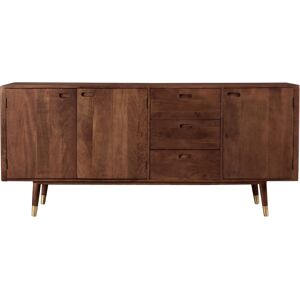 Rendez-Vous Deco Buffet en bois massif 3 portes 3 tiroirs et details dores Marron 200x90x45cm