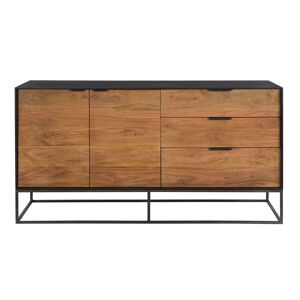 Rendez-Vous Deco Buffet 2 portes 3 tiroirs en bois d'acacia, pieds en metal Marron 150x80x45cm