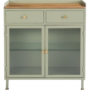 Rendez-Vous Deco Buffet 2 porte 2 tiroirs en metal vert, manguier et verre Vert 85x92x40cm