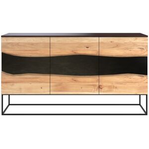 Rendez-Vous Deco Buffet 3 portes en bois d'acacia et metal noir Noir 150x82x45cm