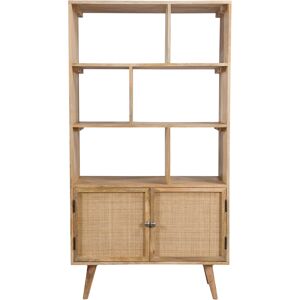 Rendez-Vous Deco Etagere 6 niches 2 portes en cannage et bois de manguier Marron 85x160x40cm