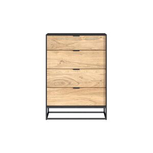 Rendez-Vous Deco Commode 4 tiroirs en bois d'acacia et pieds en metal Marron 70x98x40cm