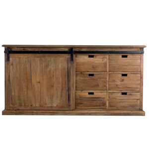 Rendez-Vous Deco Buffet en bois recycle, 6 tiroirs et 1 porte coulissante Marron 180x89x47cm