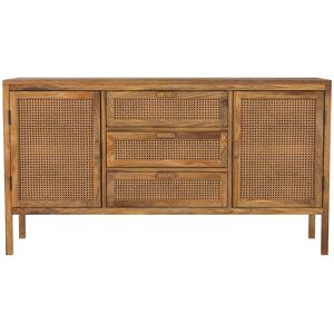 Rendez-Vous Deco Buffet en cannage et bois 2 portes 3 tiroirs Marron 150x85x40cm