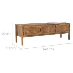 Rendez-Vous Deco Meuble TV cannage et bois de manguier 140 cm Marron 140x45x40cm