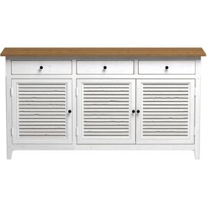 Rendez-Vous Deco Buffet en bois recycle blanc effet vieilli Blanc 170x90x43cm