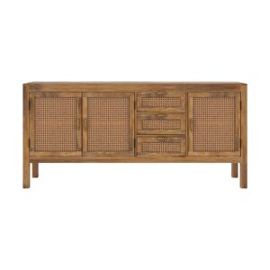 Rendez-Vous Deco Buffet 3 portes et 3 tiroirs en cannage Marron 180x88x45cm