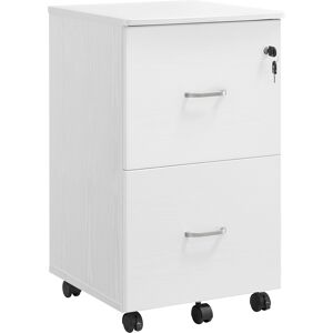 VASAGLE Caisson de bureau mobile 2 tiroirs effet bois blanc Blanc 43x72x44cm