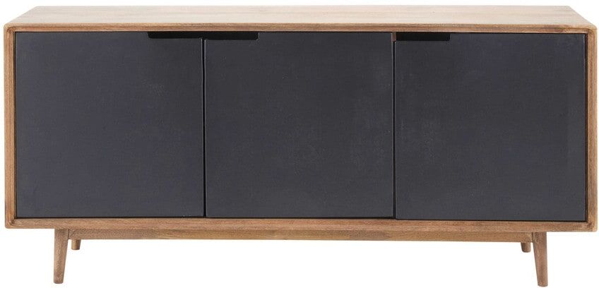 Maisons du Monde Buffet 3 portes en manguier massif et métal Gris 160x73x45cm