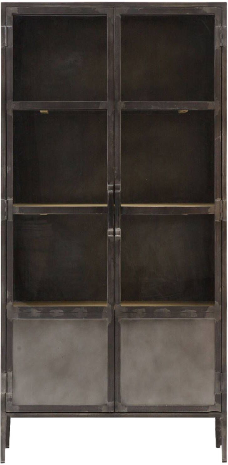 Made in Meubles Vitrine en métal noir 90 cm Noir 40x180x90cm