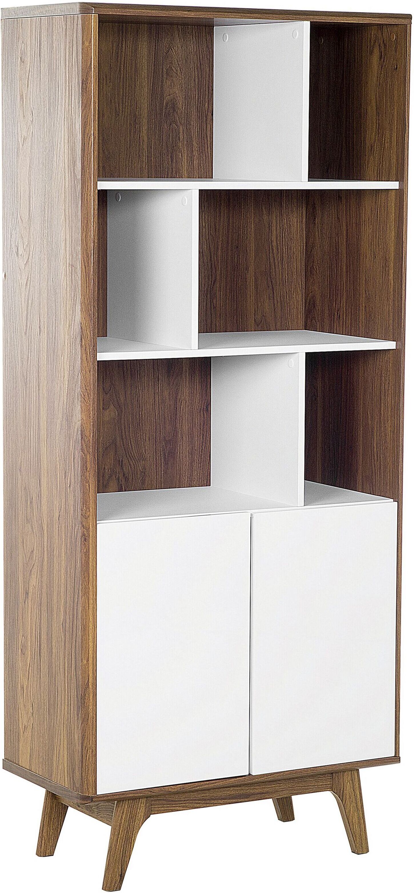 Beliani Meuble de rangement bibliothèque marron et blanc Marron 79x182x40cm