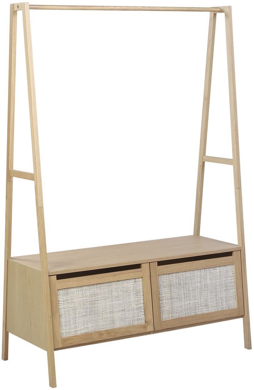 Mob In Portant vêtements bois et cannage de rotin L110 x H165 cm Chêne Beige 110x165x50cm