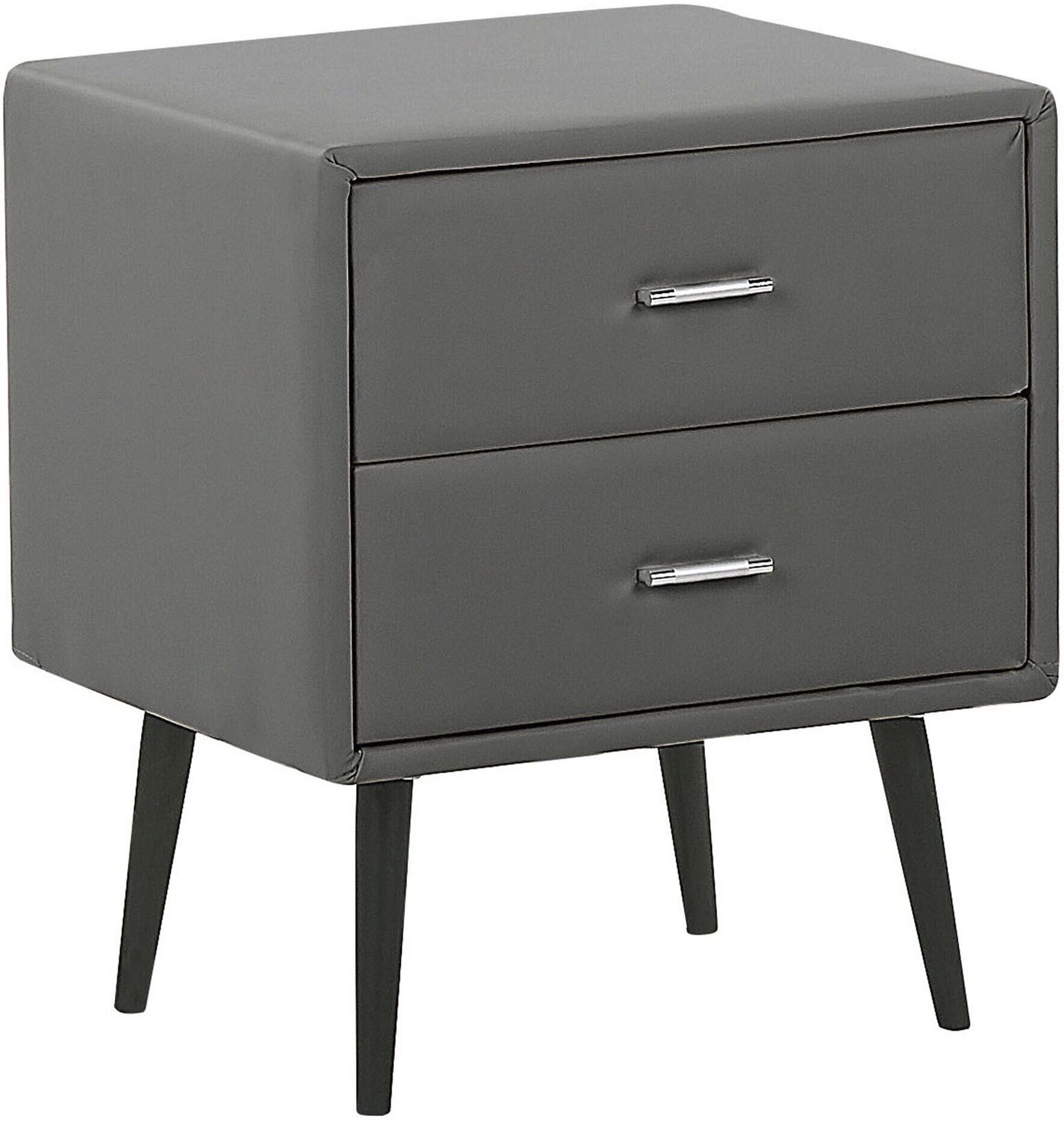 Beliani Table de chevet en cuir PU gris Gris 48x56x41cm