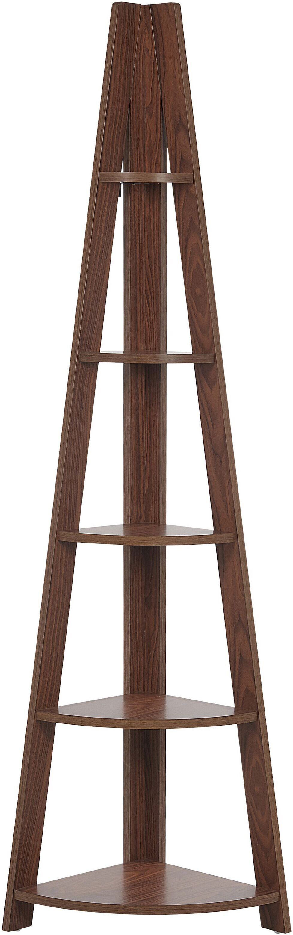 Beliani Étagère angle effet bois meuble de rangement SOLO Marron 51x175x36cm