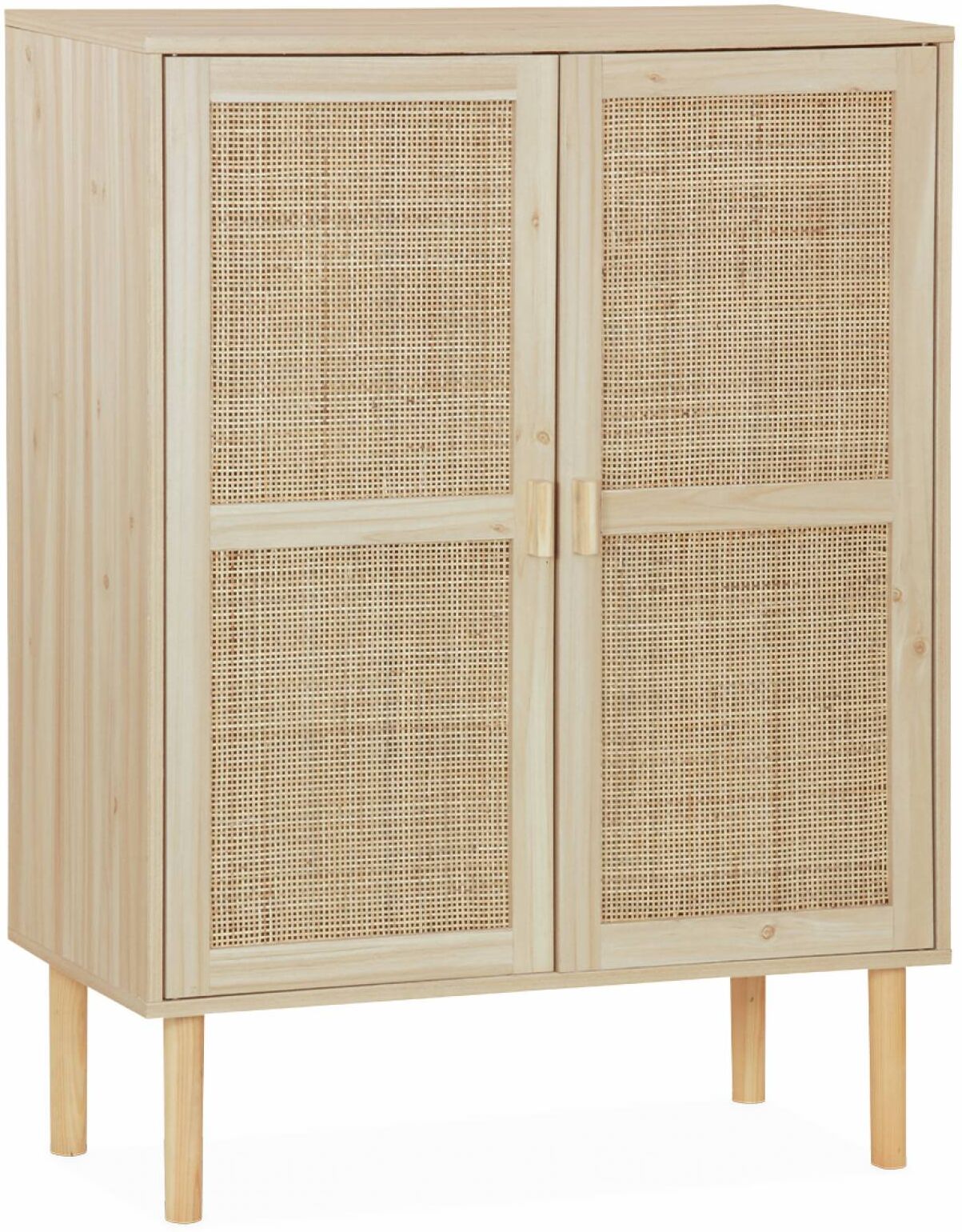 sweeek Buffet 2 portes décor bois et cannage Beige 80x110x40cm