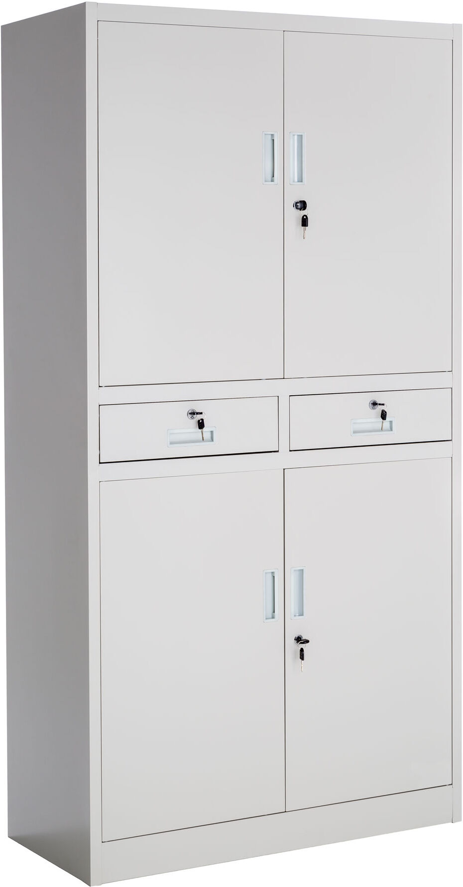 Tectake Armoire de classement en métal en Acier lâqué époxy gris clair Gris 80x180x40cm