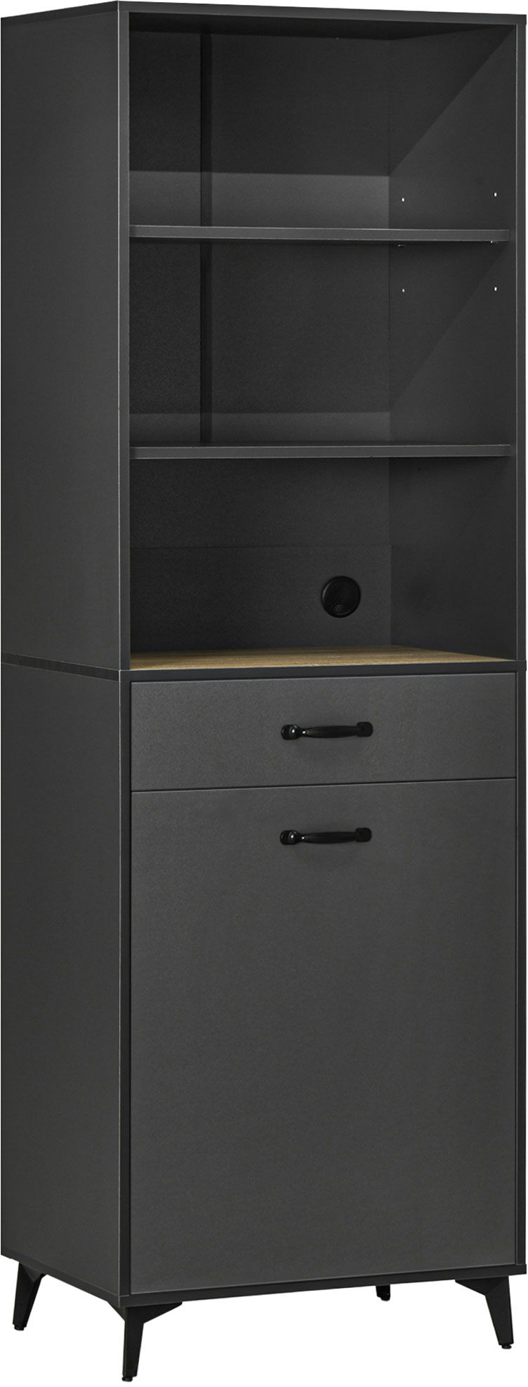 Homcom Buffet haut industriel porte étagère tiroir 3 niches gris Gris 60x180x42cm