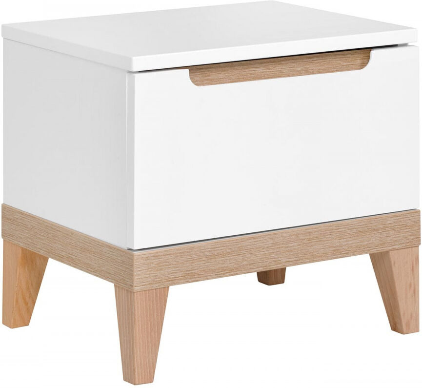 Nateo Concept Chevet 1 tiroir Blanc et Bois Multicolore 47x43x36cm