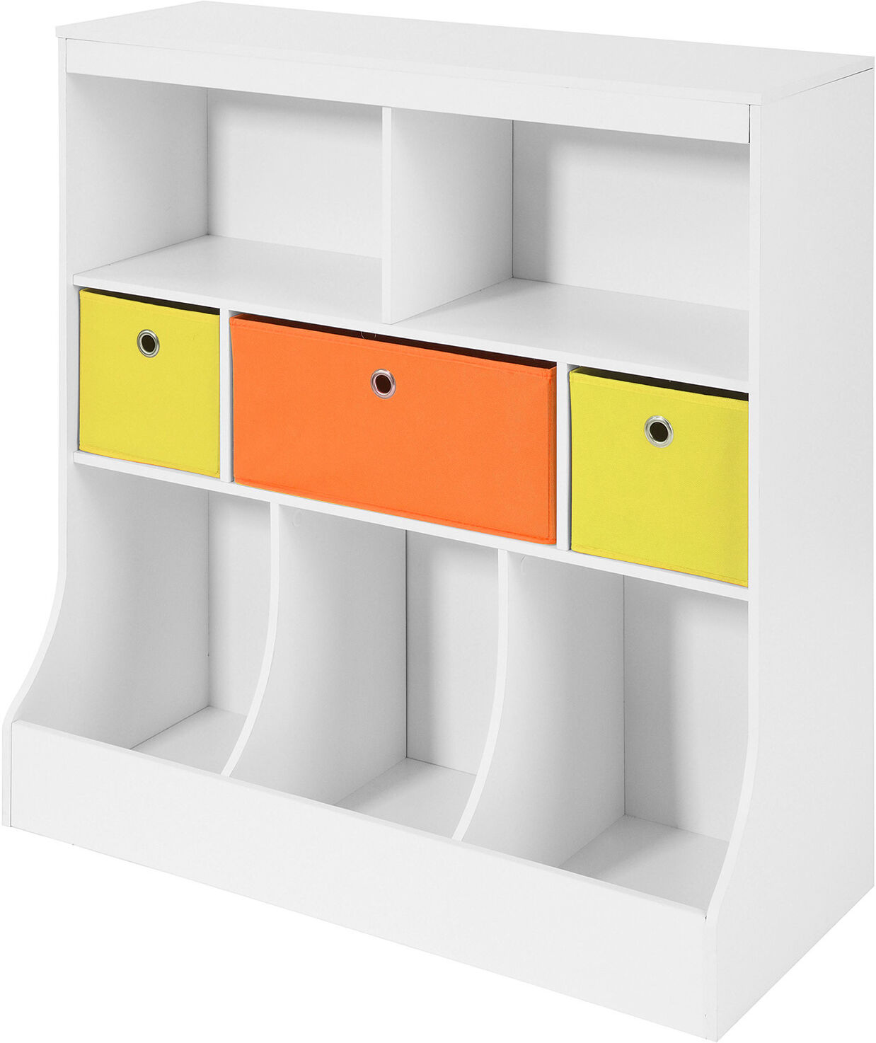 SoBuy Étagère de rangement à livres et jouets enfants effet bois blanc Blanc 92x93x40cm