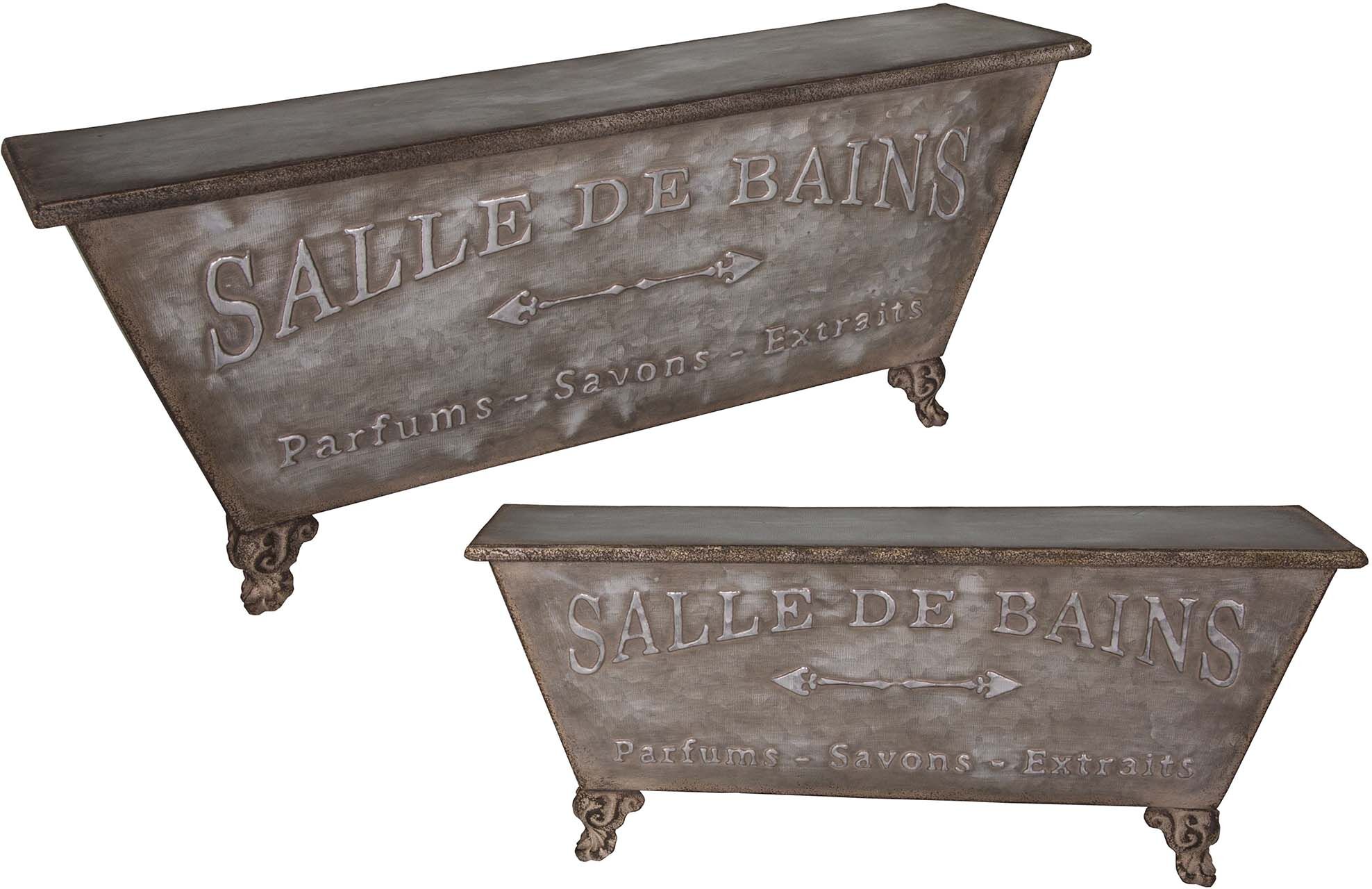 Jardindeco Etagères en zinc salle de bains (lot de 2) Multicolore 49x22x14cm