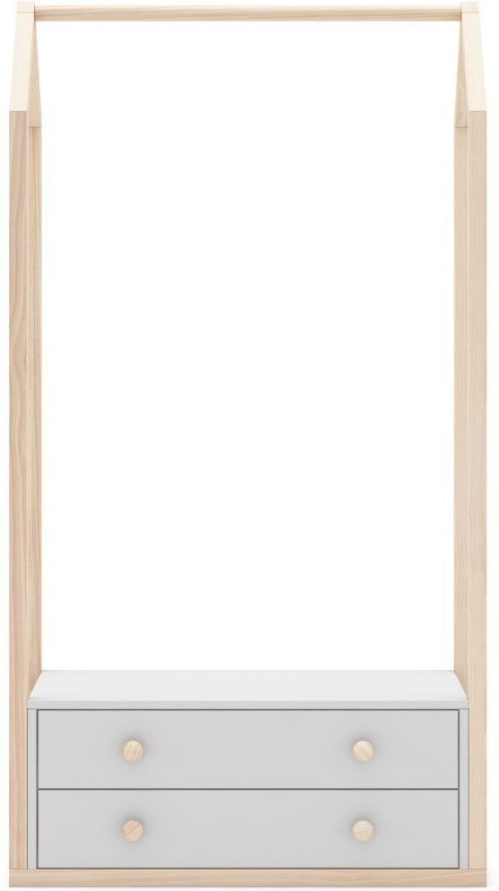 Calicosy Penderie 2 tiroirs Chambre Enfant - L80 cm Blanc 80x170x40cm