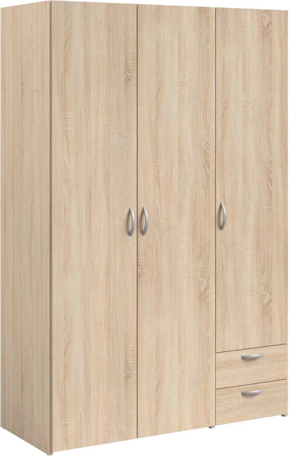 CAMIF Armoire 3 portes 2 tiroirs effet bois Marron 51x185x120cm