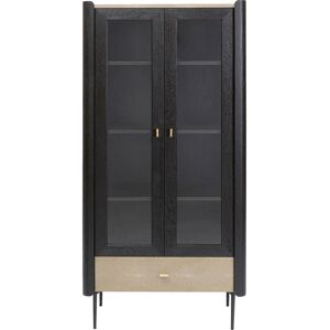 Kare Design Vitrine 2 portes 1 tiroir en peuplier et chêne brun Marron 80x170x40cm