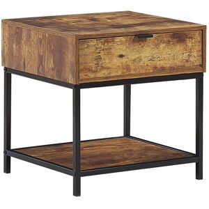 Beliani Table appoint rectangulaire effet bois foncé et noire 45 x 40 cm Marron 45x45x39cm