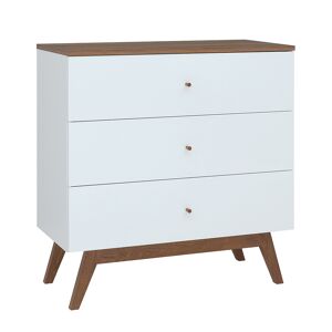 Petits meubles Commode 3 tiroirs blanche et naturelle Multicolore 85x90x41cm