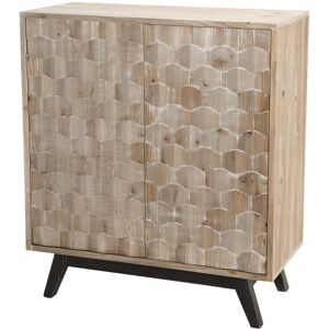 MACABANE Buffet 2 portes beige pieds en sapin noir Beige 88x101x41cm