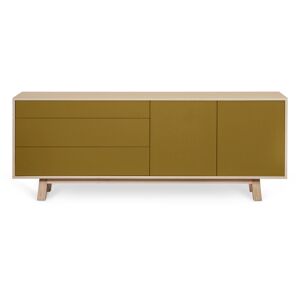 MON PETIT MEUBLE FRANCAIS Buffet bas 2 portes+3 tiroirs 200 cm, en frêne Marron 200x77x46cm