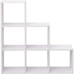 Mobili Rebecca Bibliothèque en échelle avec 6 cubes en mdf blanc Blanc 98x98x29cm