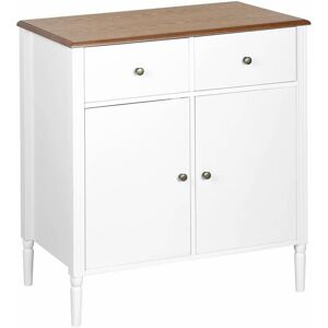 sweeek Buffet deux portes avec placage en bois de frêne, blanc et bois Blanc 80x85x40cm