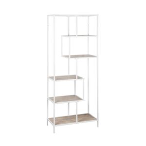 sweeek Etagère asymétrique en métal blanc & décor bois Blanc 33x185x77cm