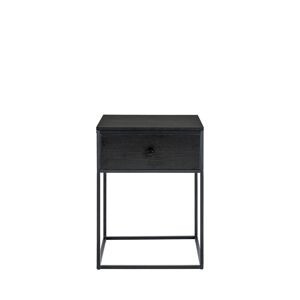 House Nordic Table de chevet avec tiroir en bois et métal noir Noir 40x55x40cm