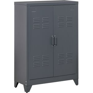 Homcom Armoire design industriel 2 étagères tôle métal Gris 75x110x33cm