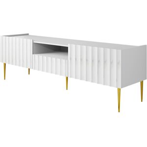 Best Mobilier Meuble TV style contemporain 160 cm blanc / doré Blanc 160x54x40cm