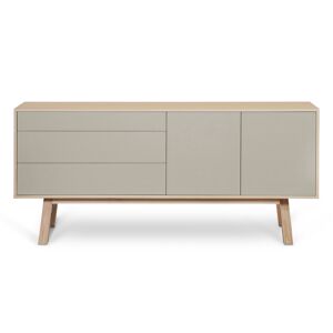 MON PETIT MEUBLE FRANCAIS Buffet en frêne 2 portes+3 tiroirs 180 cm, hauteur 94 cm Gris 180x94x46cm