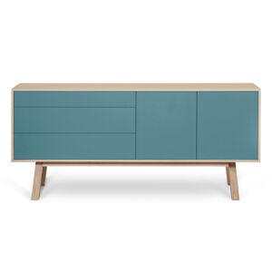 MON PETIT MEUBLE FRANCAIS Buffet en frêne 2 portes+3 tiroirs 180 cm, hauteur 94 cm Bleu 180x94x46cm