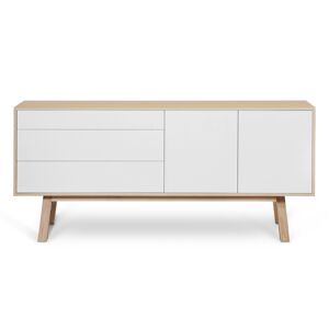 MON PETIT MEUBLE FRANCAIS Buffet en frêne 2 portes+3 tiroirs 180 cm, hauteur 94 cm Blanc 180x94x46cm