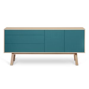 MON PETIT MEUBLE FRANCAIS Buffet en frêne 2 portes+3 tiroirs 180 cm, hauteur 94 cm Bleu 180x94x46cm